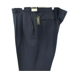 Umberto Bonelli Men's Navy Dress Pants Pleated Front Size 56" Waist 32" Inseam